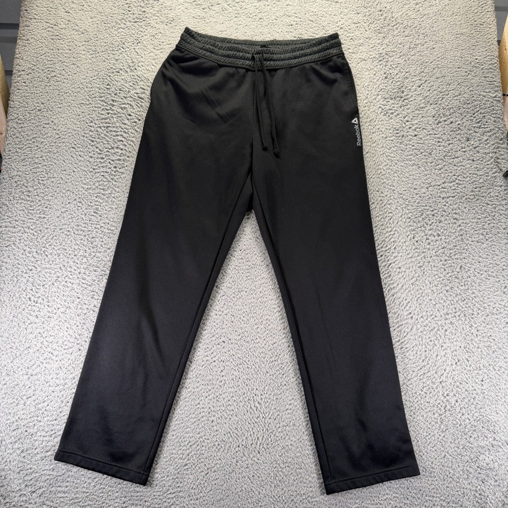 Reebok Speedwick Sweatpants Mens L Black Polyester Fleece Lined Straight Running